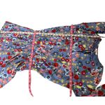 Parker Floral Smocked Waist Key Hole Ruffle Long Sleeve Dress Periwinkle Medium Photo 10