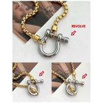 18K Gold Plated Carabiner holder Necklace Stainless Steel jewelry womens Photo 3