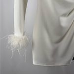 Lulus NWT  Fabulous Romance One-Shoulder Feather Mini Dress in White Size Small Photo 5