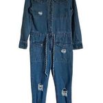 Boohoo  long sleeve distressed denim jumpsuit Photo 0