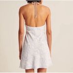 Abercrombie & Fitch NWT Abercrombie & Fitch Blue Swirl Satin Ruched Halter Dress Plunge Back Sz XL Photo 1