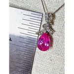 Sterling Silver Pink Lab Sapphire October Birthstone Drop Pendant Necklace NWOT Photo 6