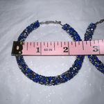 Blue and Silver Chunky Sparkle Hoop Earrings Photo 6