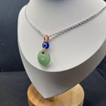 Handmade Green Jade Chain Necklace with Evil eye bead Photo 1
