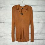 St. John  NWT Ribbed Knit V-Neck Sweater Blouse Orange Sz Large Party Modern $495 Photo 1