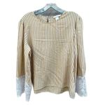 H&M size 10 mustard yellow striped top with bell sleeves wide lace cuffs Photo 2