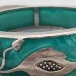 ANDREW HAMILTON CRAWFORD 925 Silver Teal Cuff Botanical Vine Modernist Bracelet Green Photo 0