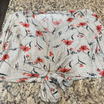 Jolt  Red Floral Tie-Front Blouse Photo 0