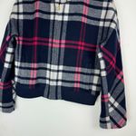 J.Crew Plaid Wool Bomber Jacket Sz Small Navy Blue Preppy Classic Photo 6