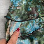 A Byer A.Byer Y2K Satiny Women's XL Sleeveless Asymmetric Ruffle Blue Green Top Blouse Photo 9