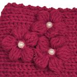 NWT Tickled Pink Dark Red Floral Knit Head Band Ear Warmers Photo 1