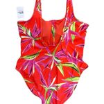 Old Navy Women’s New  red pink floral half zip one piece swimsuit size xl Photo 4