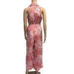 BOG Collective Sleeveless Collared Button Up Floral Wide Leg Pant Jumpsuit Small Pink Photo 6