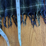 Ralph Lauren Denim Supply XL Plaid Scarf Fringe Wool Green Blue Check 64" x 56" Photo 6