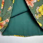 Forever 21 Top Floral Print Green Blouse Short Sleeve V-Neck Photo 11