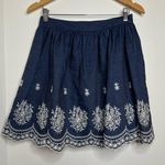 Alya Embroidered Chambray Skirt Women’s Size Large Scalloped Hem New Photo 0