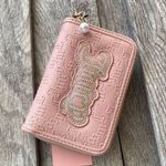 Juicy Couture  Pink Zip Wallet – Rhinestone Logo, Pearl Charm, Embossed Photo 1