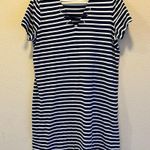 Michael Kors Womens Blue Striped T-Shirt Dress Lace-Up Neck Casual Summer Size L Photo 0