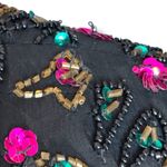 Vintage Collarless Beaded Silk Evening Jacket Black Purple Teal Sequin Elegant Size 14 Photo 6