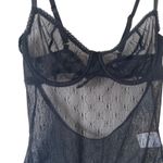 NEW INC INTERNATIONAL Black Sheer Bodysuit Lingerie Logo Print Size Medium Sexy Photo 2