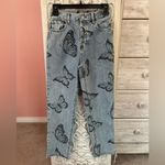 PacSun  eco butterfly print high waisted straight leg jeans with frayed hem 25 Photo 4