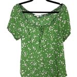 Boden USA Boden Green Circle Print Short Sleeve Tie Neck Blouse Size 6 Photo 0