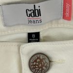  White polished Skinny Jeans,  Cabi 5306 front  Zipper Accent jeans size 8 Photo 2