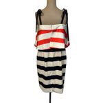 Anthropologie Mare Mare Mini Dress size Small Red & Black Striped Satin Cocktail Photo 6