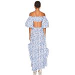 Caroline Constas Yara Blue Toile Floral Off Shoulder Puff Sleeve Maxi Dress S Photo 2