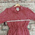 Vintage red leaf button up house dress Size M Photo 7
