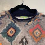 Trisha Tyler Size S Navy Blue Aztec Print Long Sleeve Mock Neck Stretch Top Photo 1