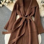Belted Ribbed Cardigan NWOT Brown Size L Photo 8