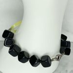 Chunky Black Beaded Green Open Oval Shell Bracelet Photo 10