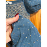 Moon River Smocked Midi Dress Blue Polka Dot Puff Sleeve Cottagecore S flaw Photo 1
