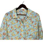 ZARA  Oversized Floral Print Cropped Collard Short Sleeve Shirt Pocket XXL Blue Photo 2