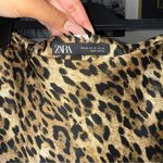 ZARA  Leopard Satin Slit Midi Skirt Brown Black XS Photo 12