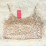 Love Culture NWT  Fuzzy Furry Tan Oatmeal Knit Cami Crop Top Size Large Photo 1