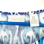 Chico's Size 0 / Size Small Short Sleeve Top Shirt Tee Blouse Blue White Pattern Photo 2