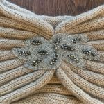 Charming Charlie  Beige Knitted Headband with Beaded Leaf Design Photo 2