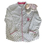 Victoria's Secret Sleep Shirt S White Polka Dot Satin Pajama Top + Eye Mask Photo 1