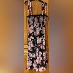 Lulus Wowing Wonder Black Floral Jacquard Smocked Tie-Strap Tiered Midi Dress Photo 4