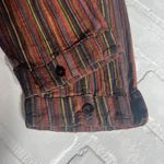 Flax Shirt Womens Large Multicolor Striped Button Up Long Sleeve Pleated Cotton Photo 6