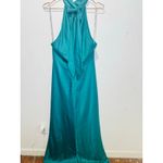 Faviana Green Satin Sleeveless Halter Neck Thigh-High Side Slit Gown Dress sz 14 Photo 2