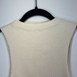 Aerie  Ribbed Raw Edge Cropped Tank Top Cream Sleeveless Shirt NEW  Women's Large Photo 7