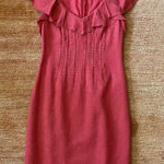 Kay Unger  Pink Silk Dress Size 8 Ruffle Trim Lace Detail Back Slit Lined Photo 0
