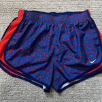 Nike Woman's Large Blue Red Dry Fit Athletic Shorts Stars Lined Photo 0