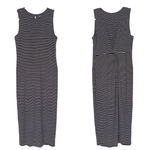 Athleta Black Stripe Twist Back Midi Dress Jersey Knit Sleeveless Women's XS Photo 2
