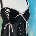 Black and Pink Ribbon Bow Babydoll Top Size M Photo 6