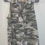 Bella Dahl Camo Sleeveless Top with Collar Green and White - Size XS - EUC Photo 3