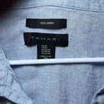 Tahari  Linen Short Sleeve Tunic Top‎ Coastal Beach Swim Cover Lagenlook Summer Photo 1